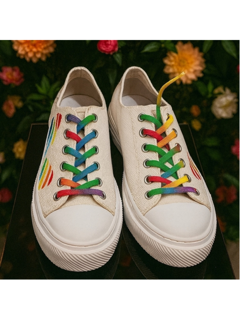 Stuart Weitzman Converse Pride Colorful Lace Canvas Sneakers